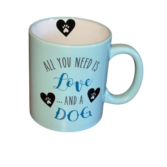 All You Need Is Love And A Dog Light Blue Ceramic Mug 12 Oz Dishwasher & Microwa - Picture 2 of 8